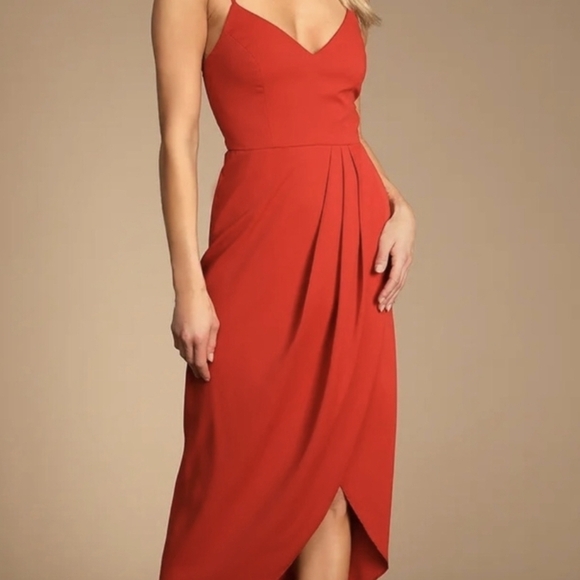 Lulu's Red Asymmetrical Wrap Sundress - Picture 1 of 11